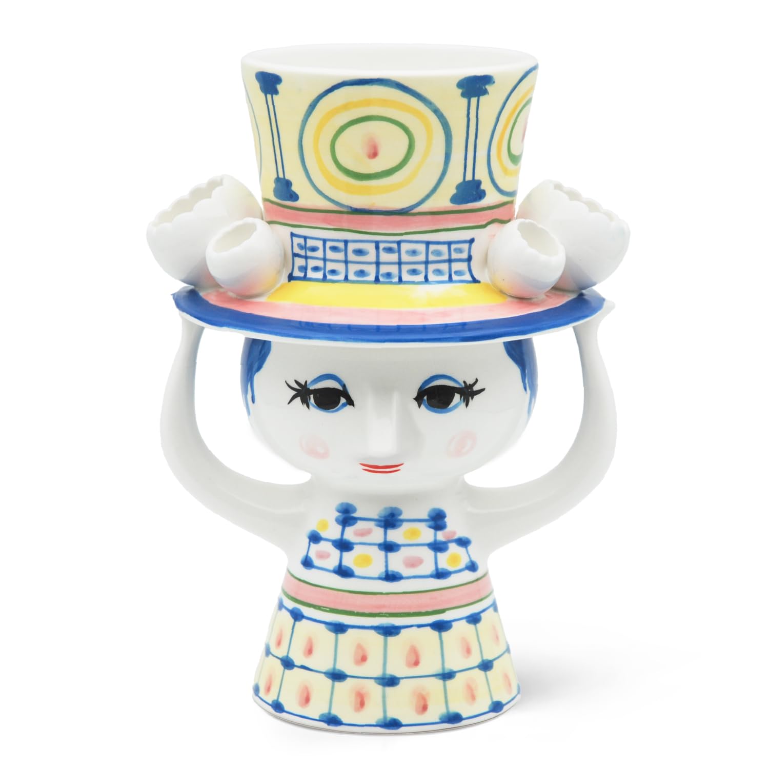 Amazon.com: Bjorn Wiinblad Lady with Hat Vase, Blue, 8.1